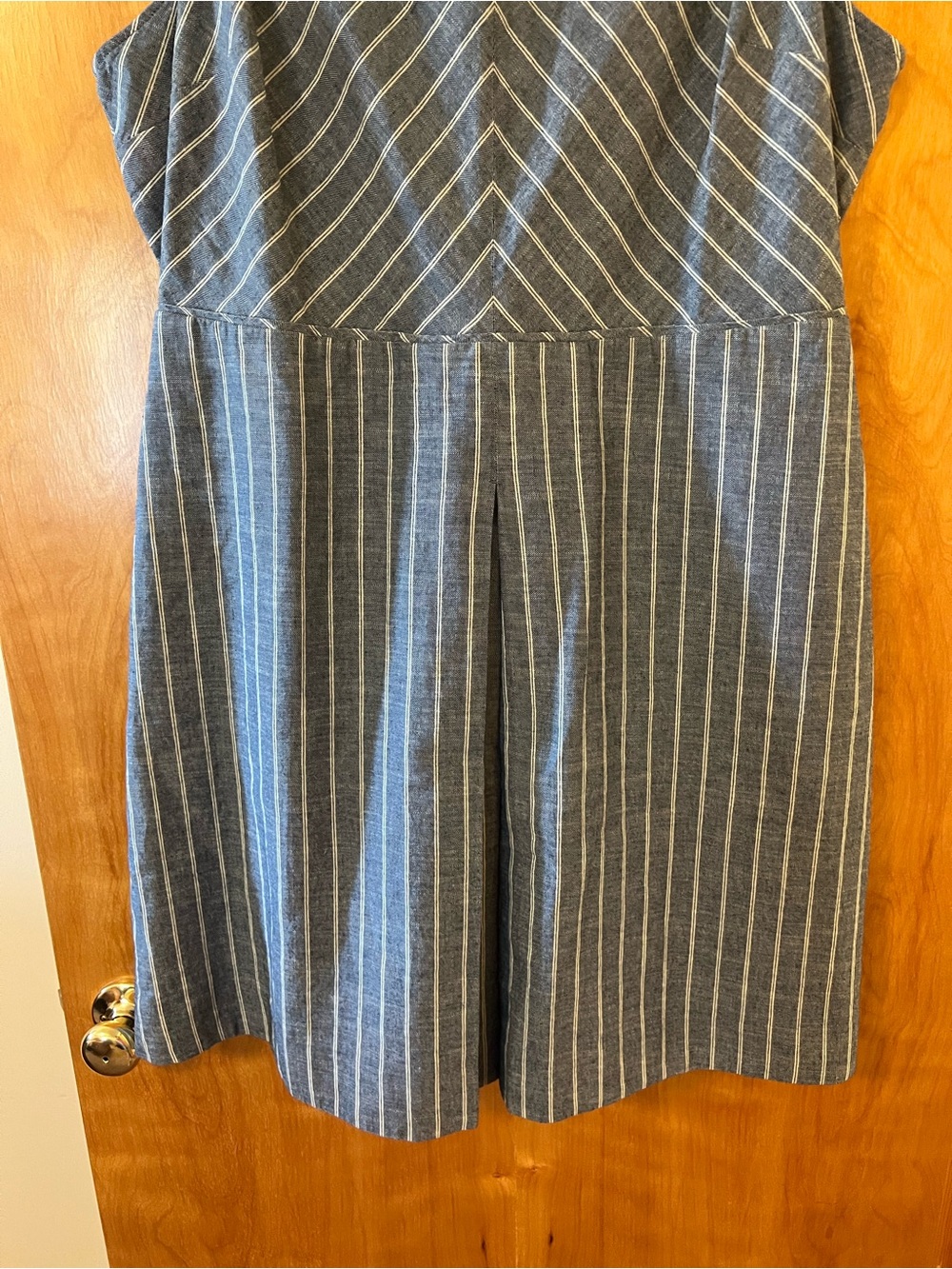 J. Crew Linen Dress Blue Stripe Sleeveless Fit & Flare Open Back NWT Size 20 - Picture 8 of 13